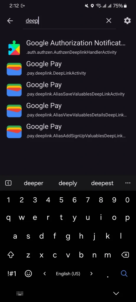 T&igrave;m mục Deeplink Activity