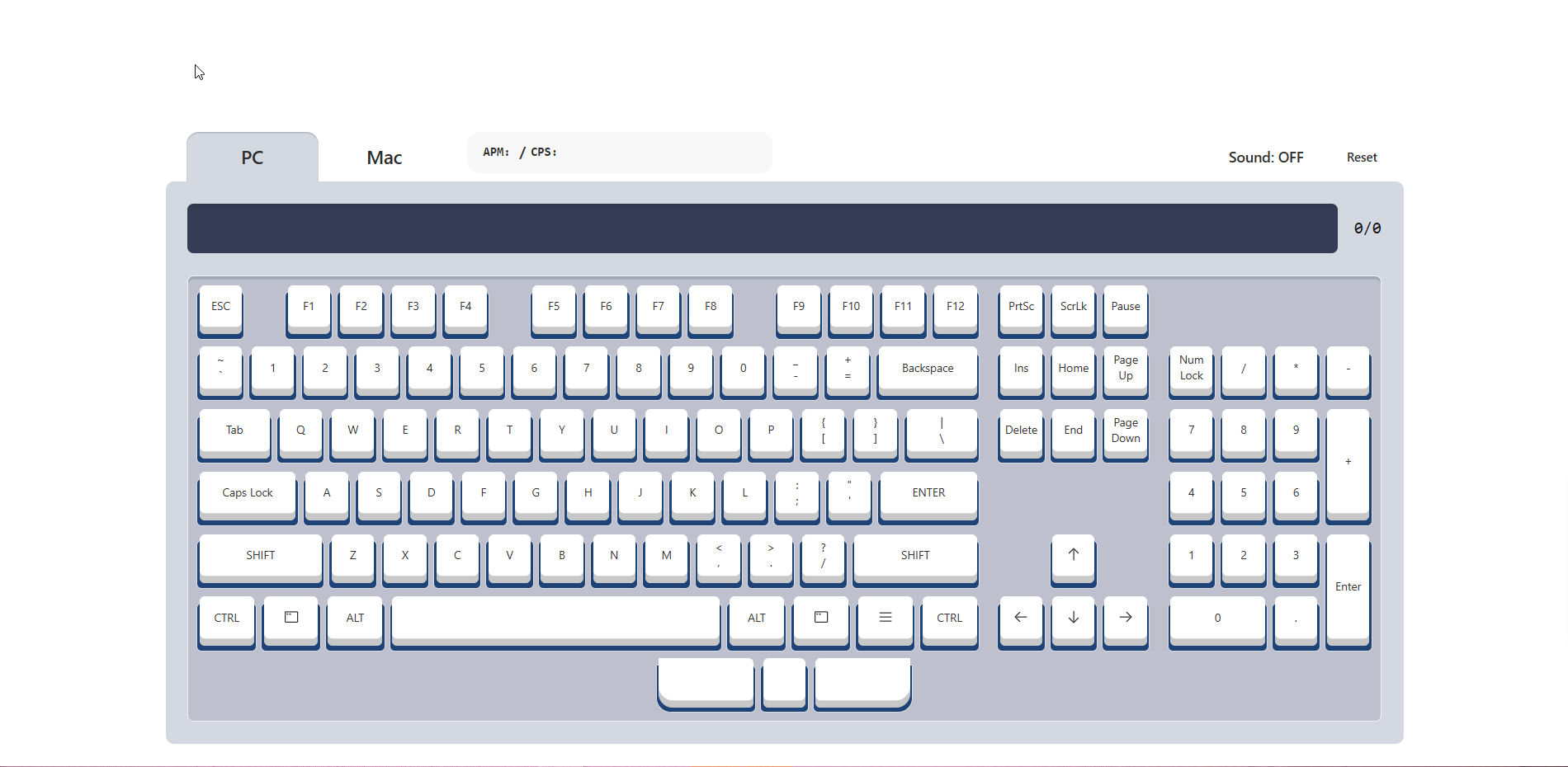 Giao diện trang web check bàn phím online Key Test chính xác nhất