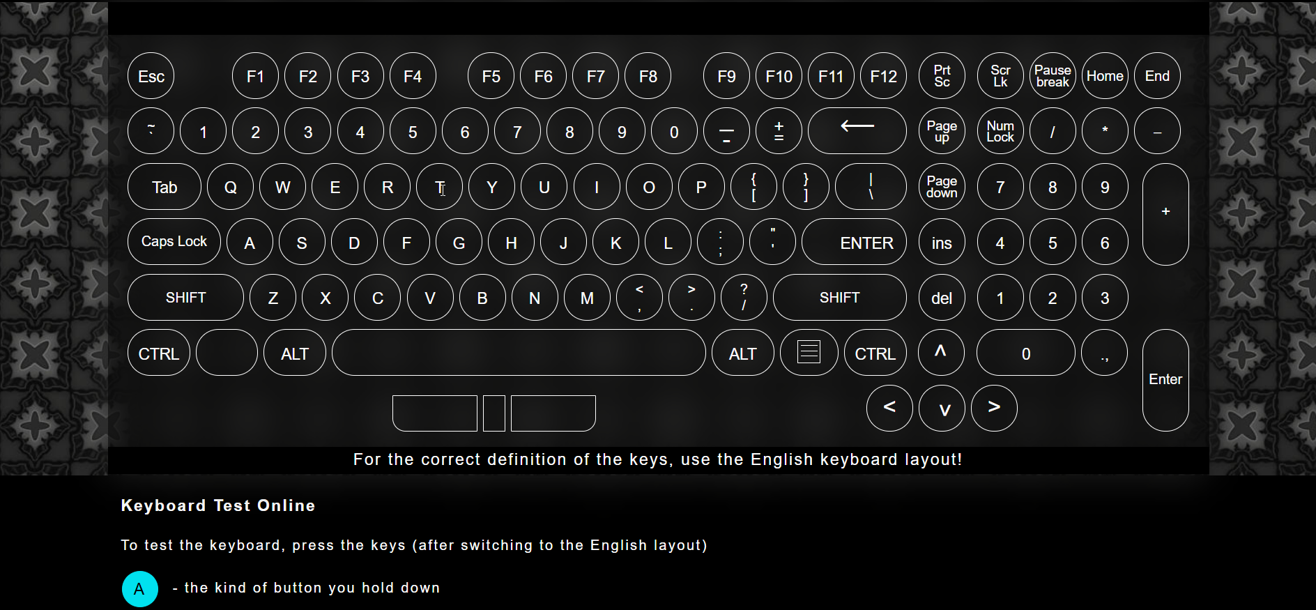 Giao diện trang web test bàn phím keyboard-test.space
